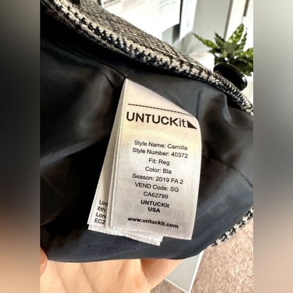 Untuckit Camilla Wool blend Houndstooth Blazer Sz 10 - Picture 5 of 6